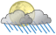 Bewölkt mit Regenschauern